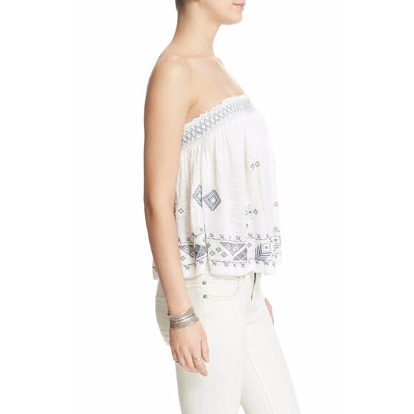 Free People Women’s Medium Boho Embroidered Strapless Tube Top Shirt - Picture 2 of 6